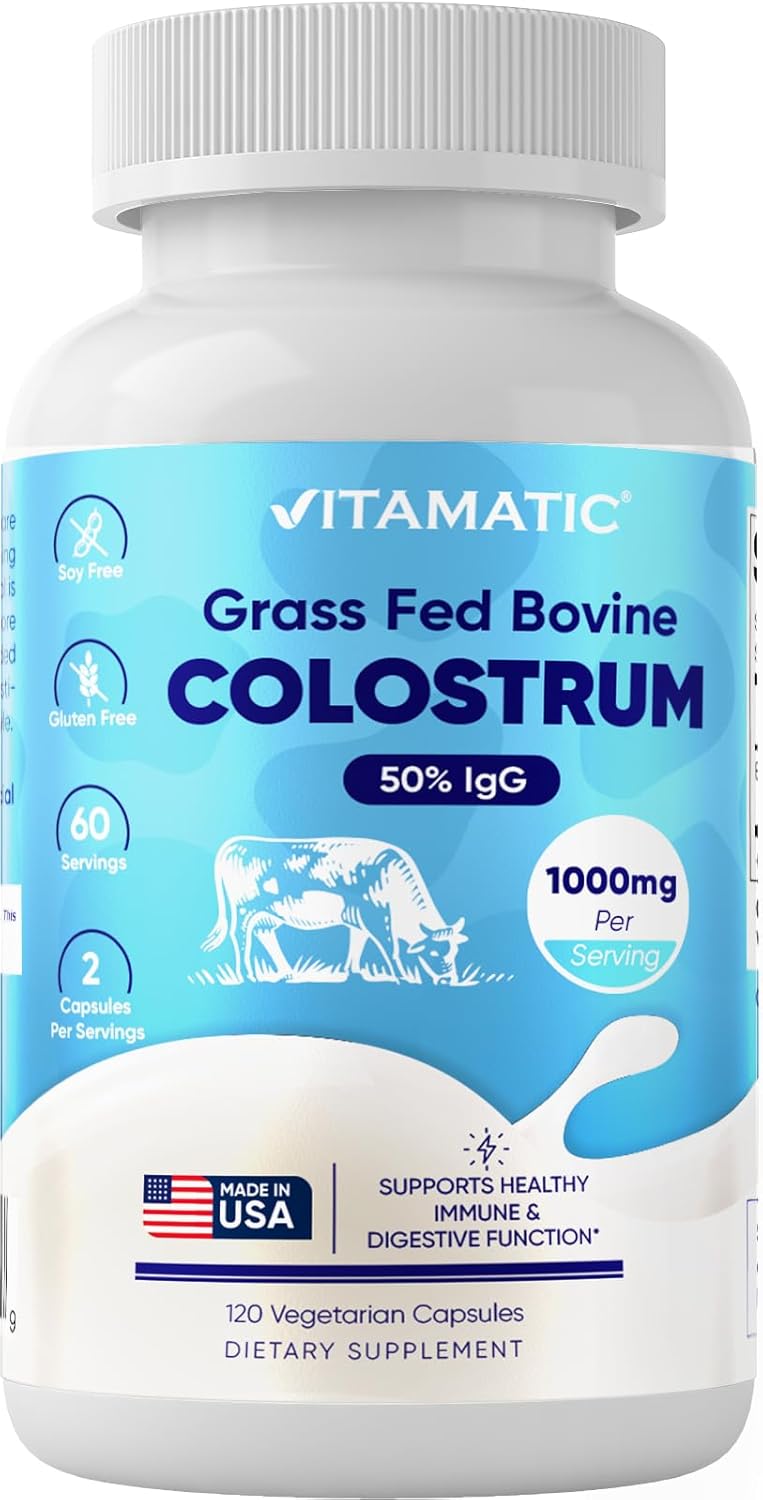 Suplemento de Colostro Bovino Vitamatic 1000 mg - 120 Cápsulas