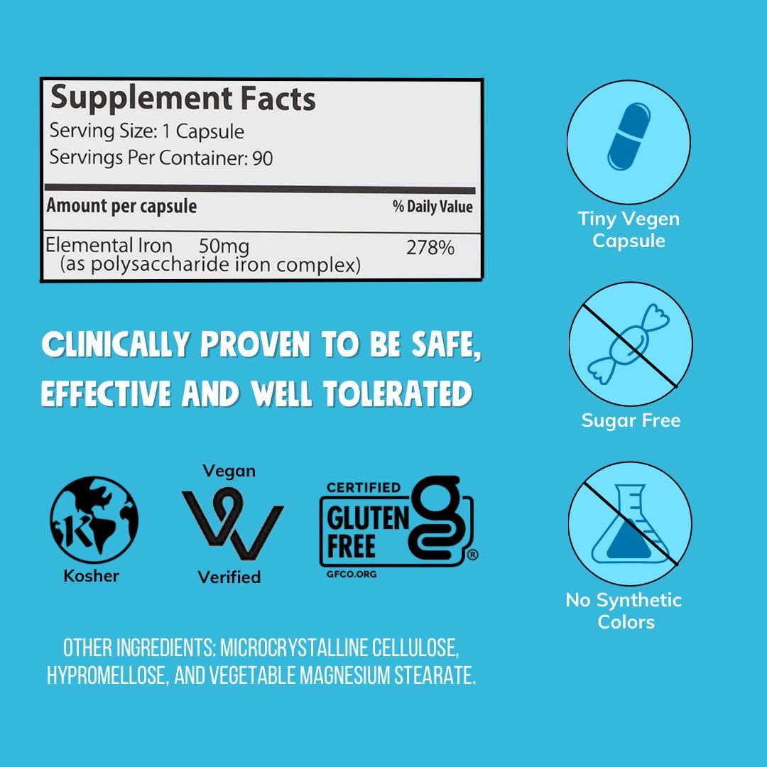 Suplemento de hierro para adultos 50 mg de hierro hombres