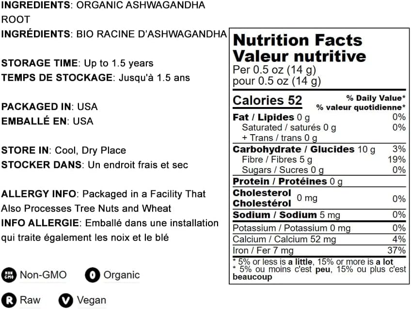 Polvo de Raíz de Ashwagandha, Food to Live, Orgánico, 3 lbs