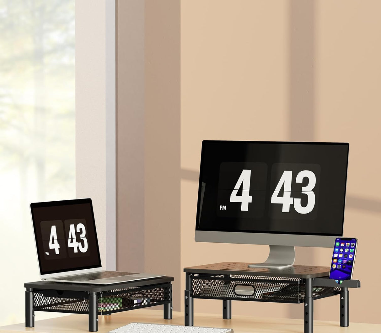 Soporte Monitor Zimilar Ajustable con Cajón y Soporte Móvil