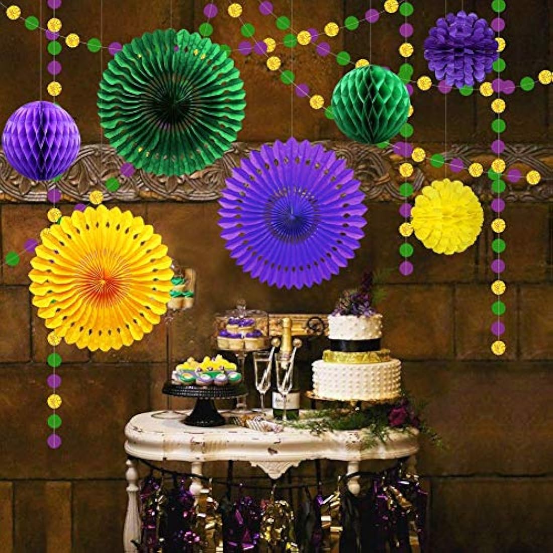 9 piezas doradas, moradas y verdes, decoraciones para centro