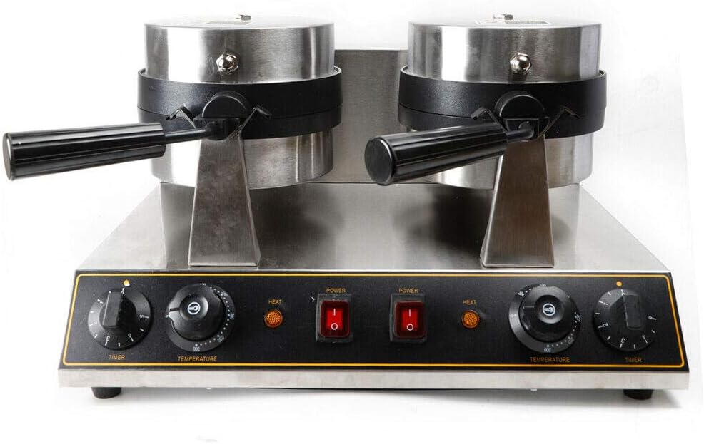 Máquina de Waffles Doble Cabeza 2600W Acero Inoxidable