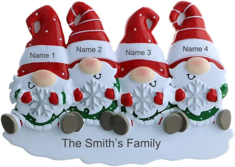 Adornos Navideños Gnomos Personalizados 2024 - 4 Nombres