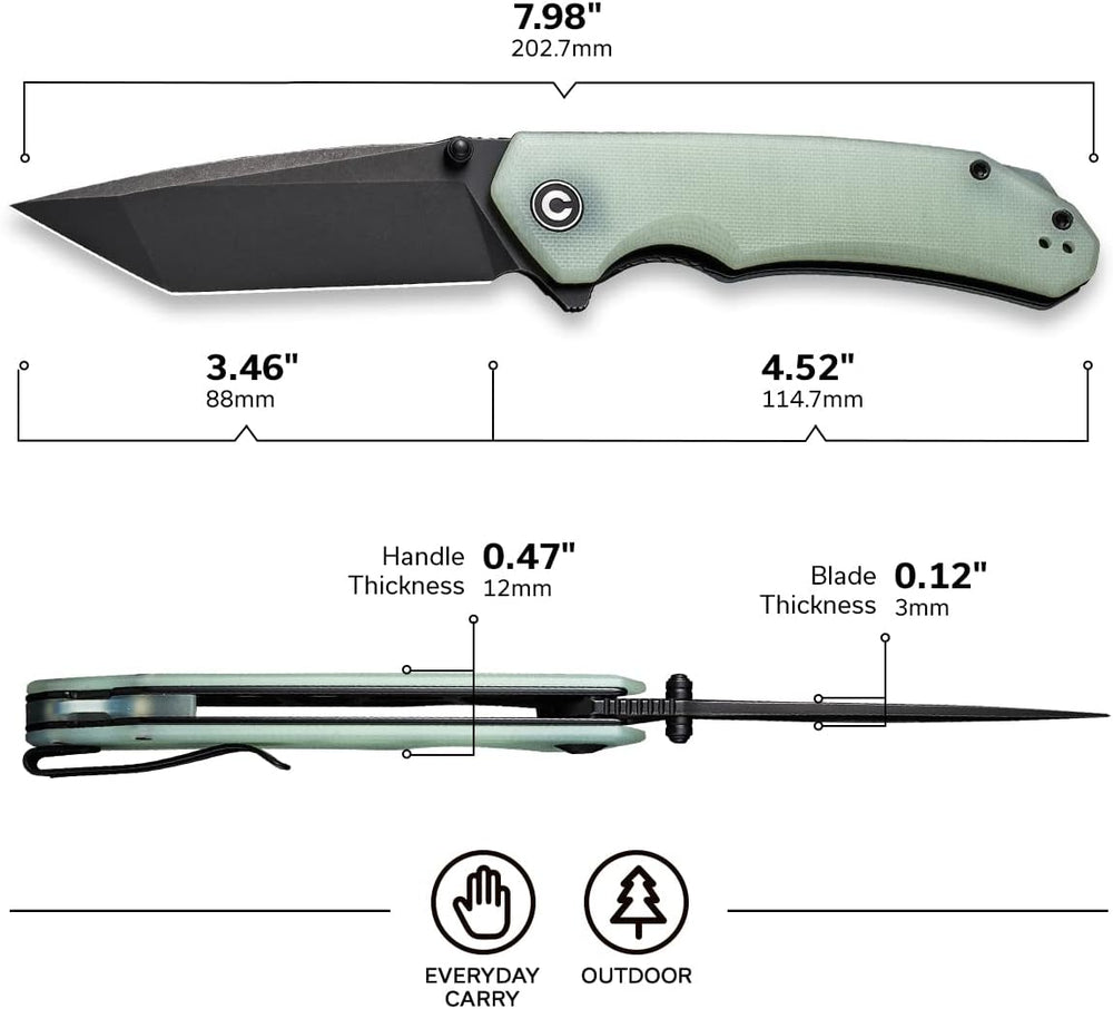 Cuchillo Plegable Tanto D2 de 3.5 con Abridor de Aletas