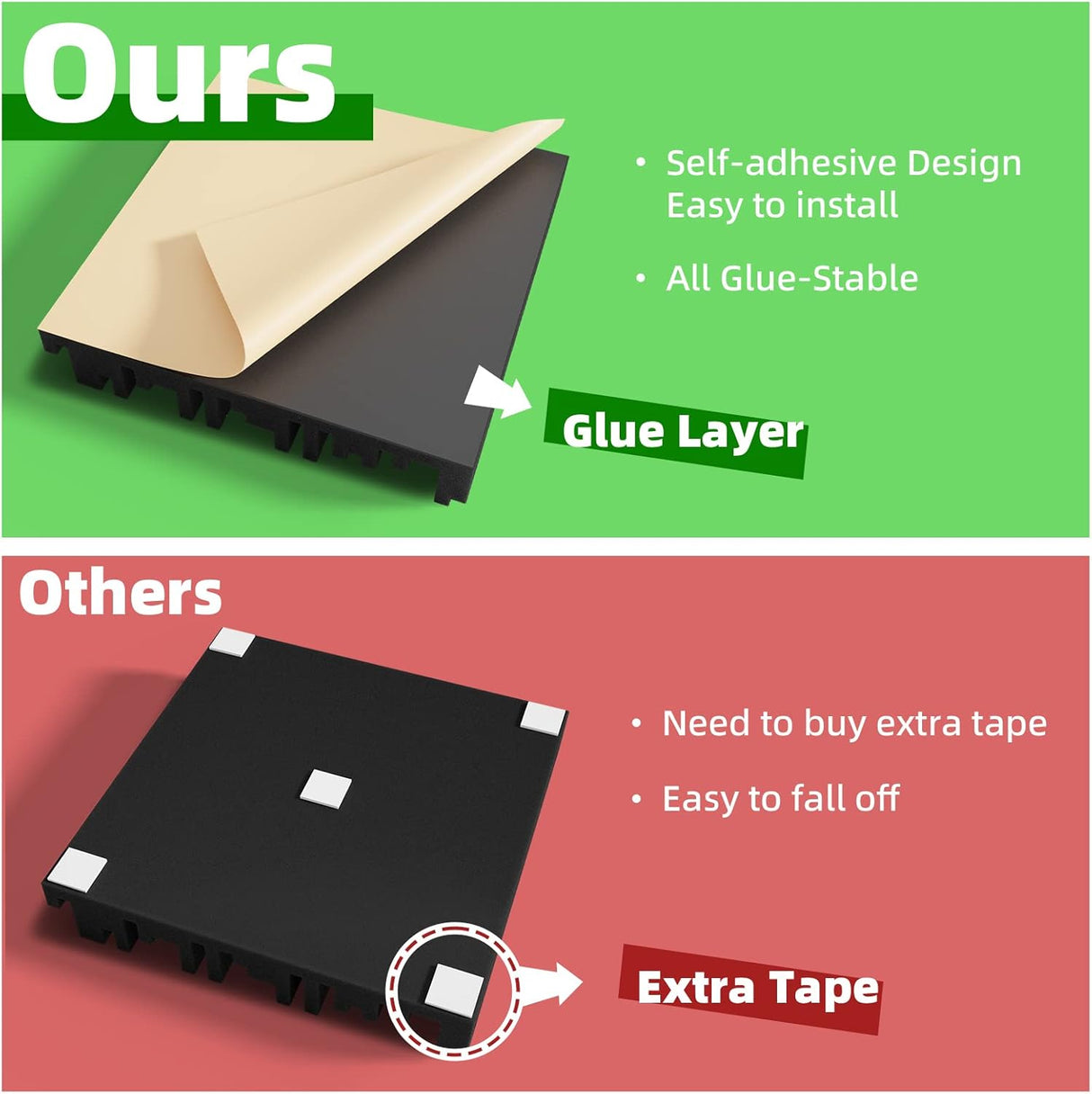 Paneles Acústicos Autoadhesivos LIGHTDESIRE, 12x12x2 pulgadas