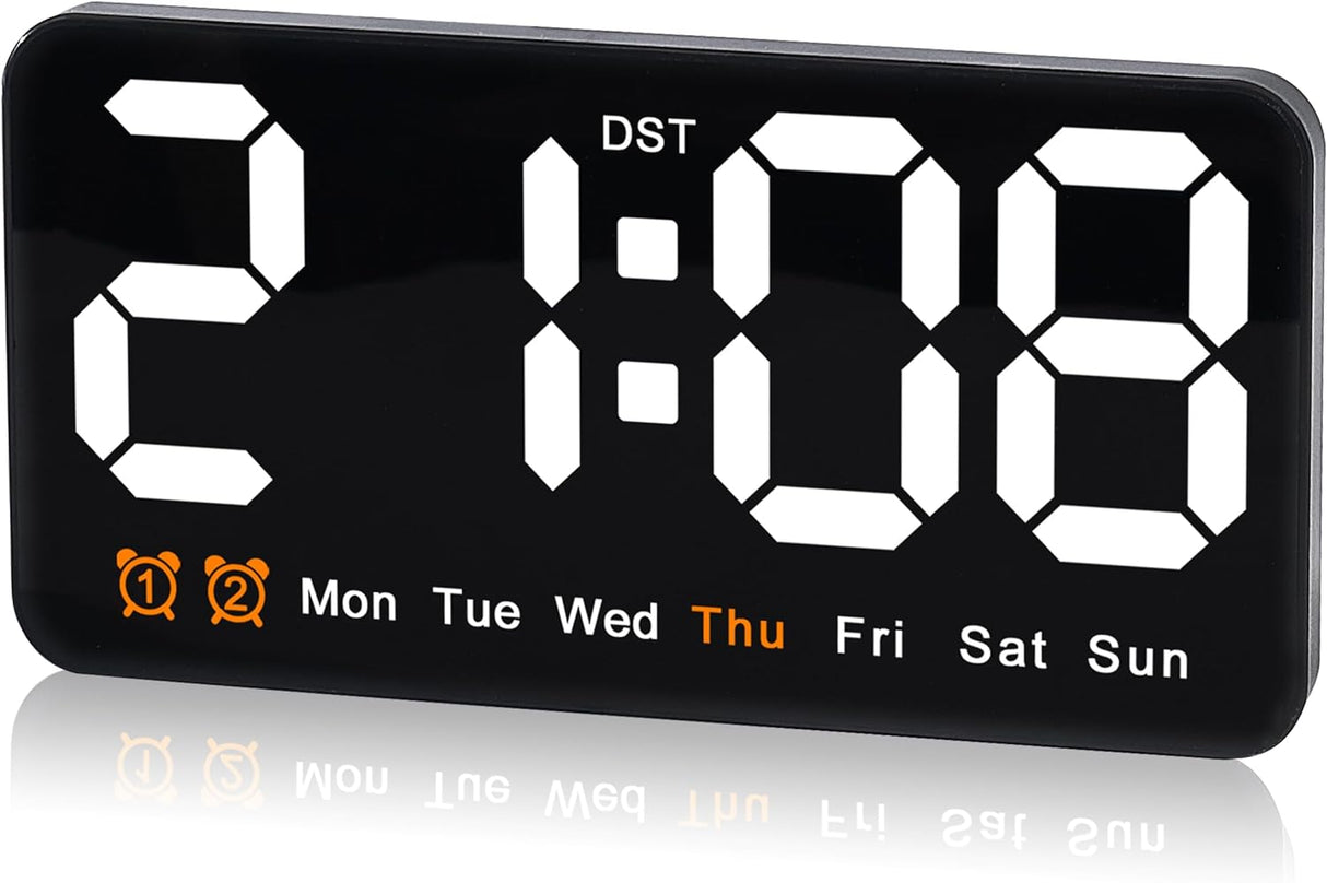 Reloj Digital Grande con Alarma, Números Grandes y Brillo Ajustable