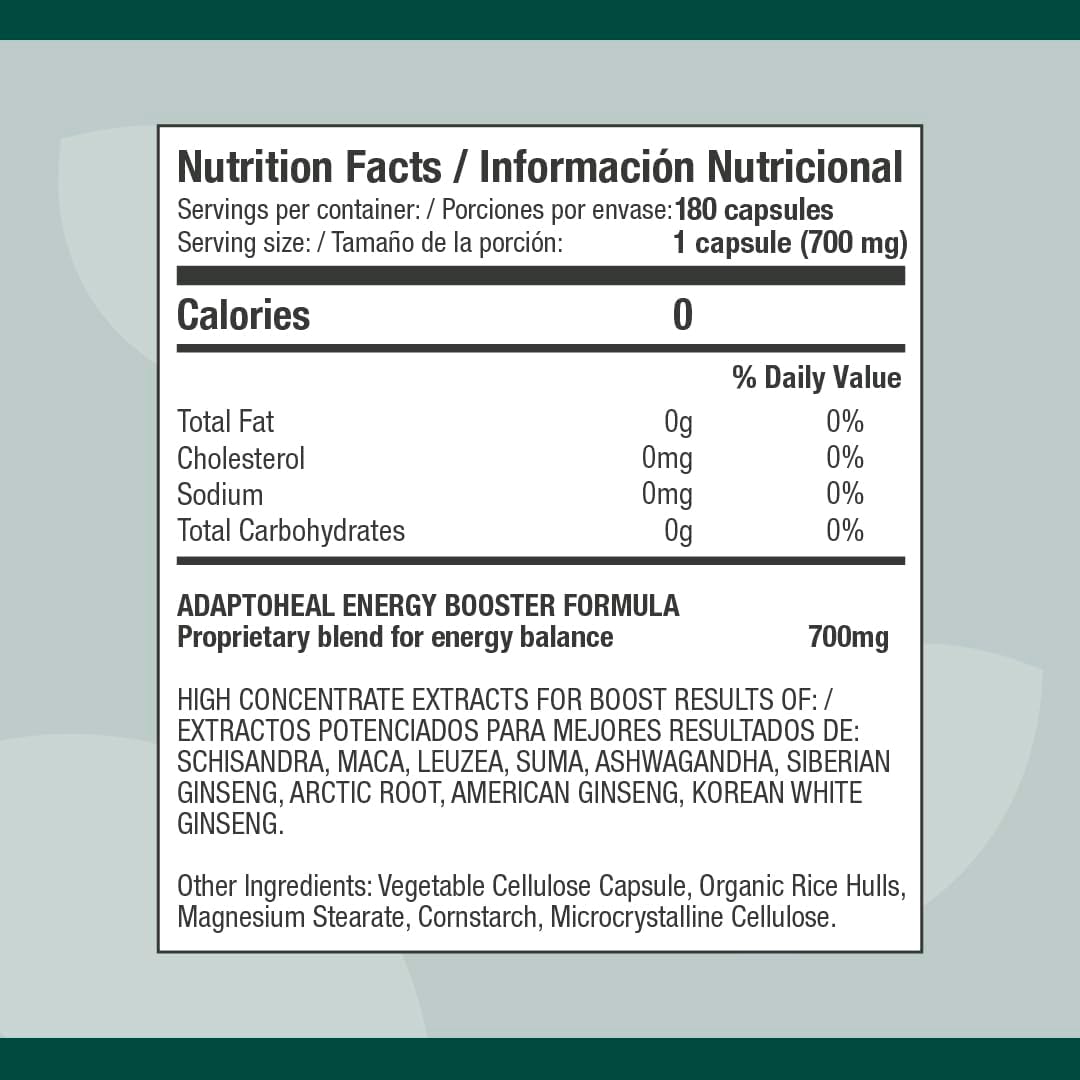 Suplemento energético sin cafeína mezcla de adoptógenos