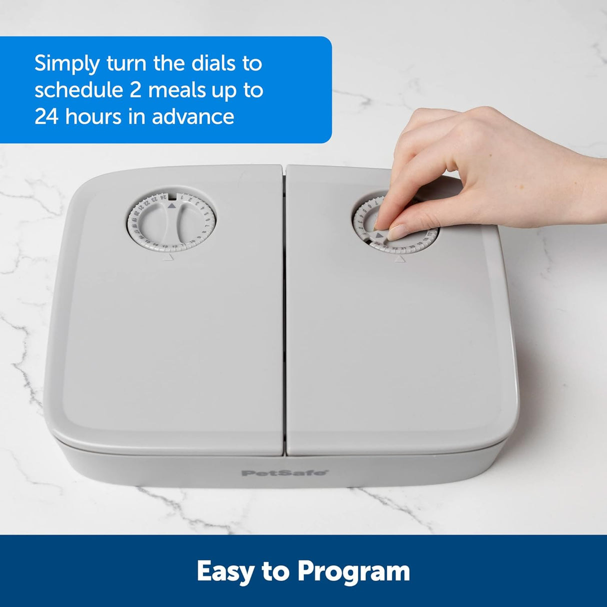 Comedero analógico programable para mascotas de 2 cuencas