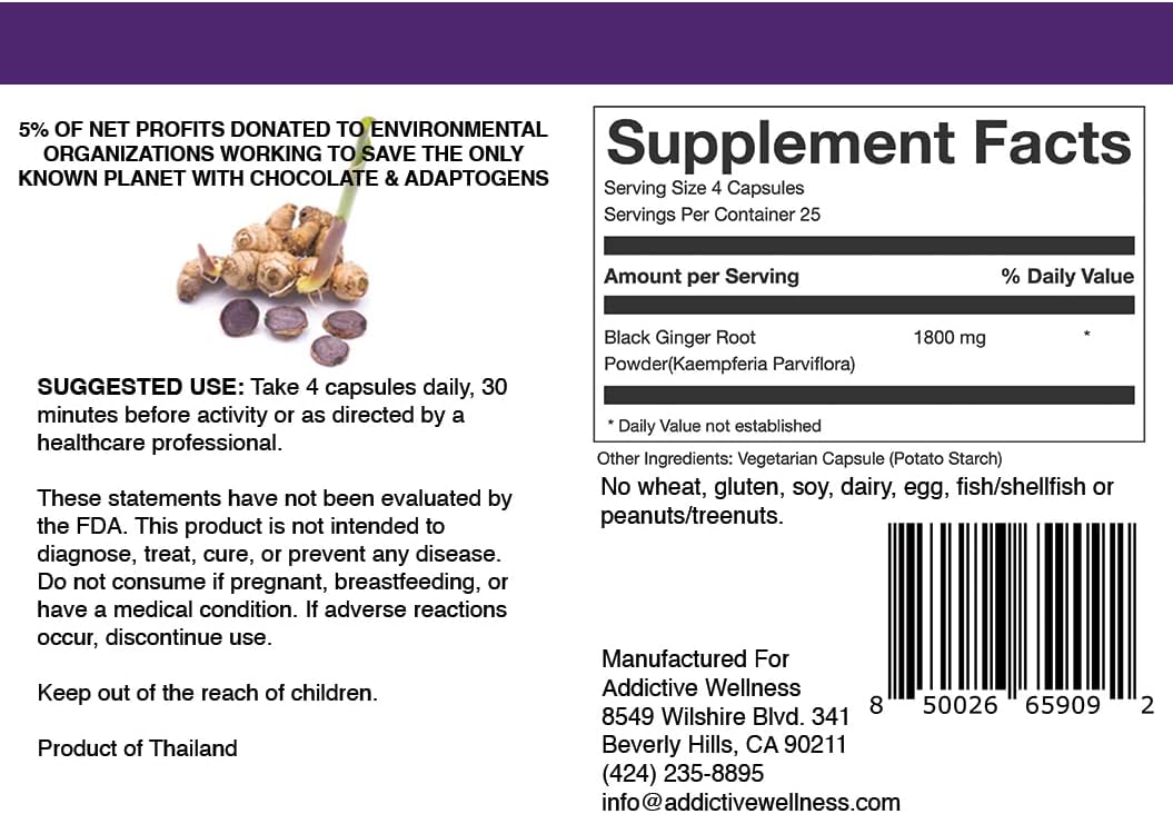 Suplemento Wellness Jengibre negro tailandés liofilizado