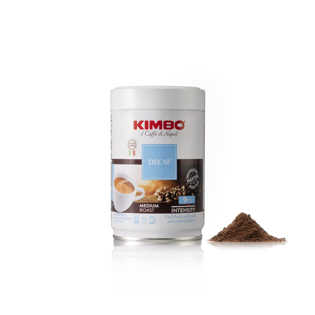 Café Molido Decaffeinato Kimbo Espresso - Sabor Suave 8.8 oz