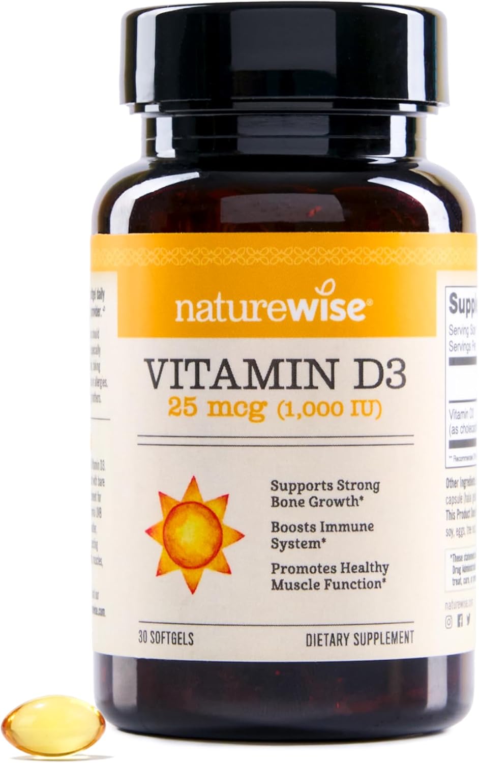 Vitamin D3 1000iu NatureWise, 30 cápsulas, Salud Ósea e Inmunidad
