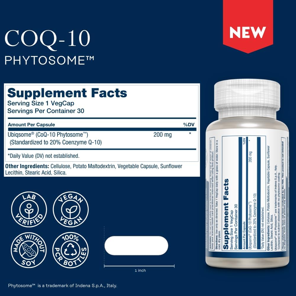 Solaray CoQ10 Phytosome - 200mg, Vegan, 30 VegCaps