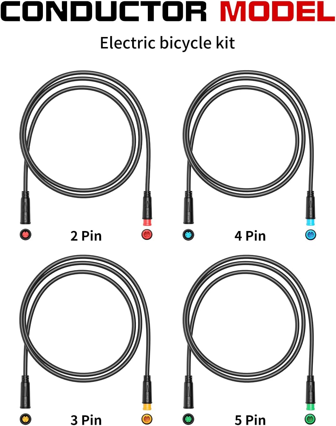 Cable de extensión para bicicleta eléctrica, impermeable, 2/3/4/5Pin