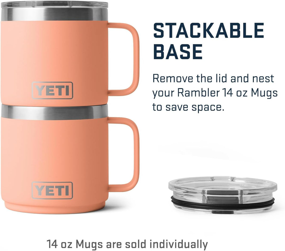 Taza apilable YETI 14 oz, acero inoxidable, Melocotón