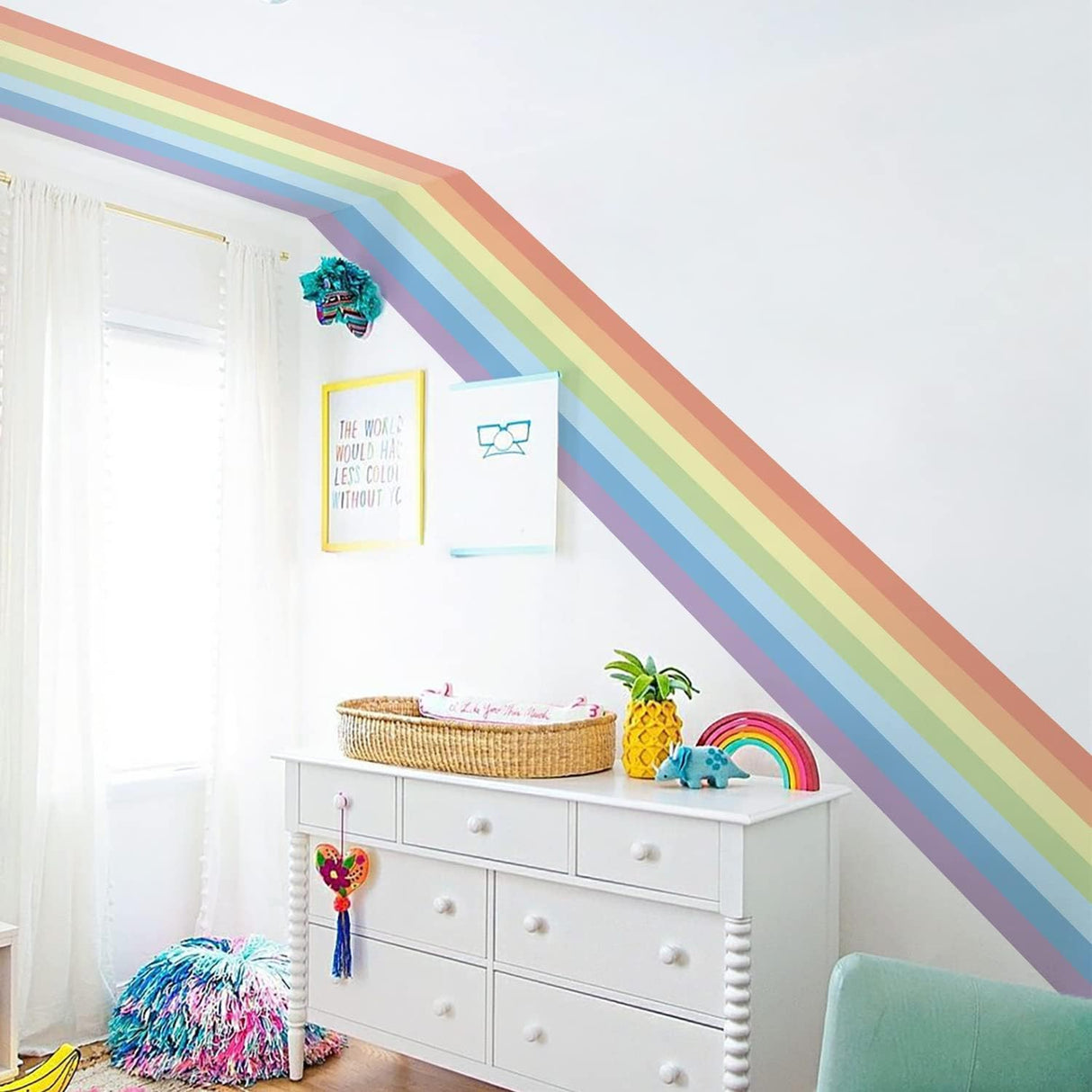 Pegatinas de Pared Arcoíris, Autoadhesivas, 188.98x15.75