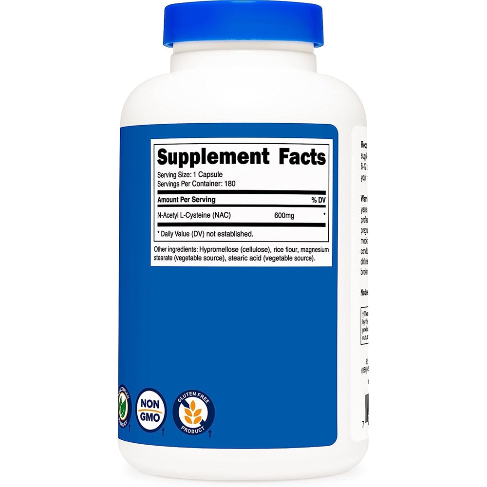 Suplementos N-acetil l-císteina (NAC) 0,02 oz 180 cápsula