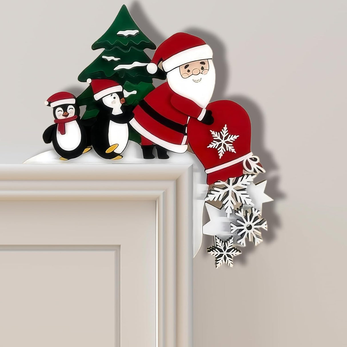 Adorno de Puerta Navidad, Decoración Divertida, Muñeco y Santa