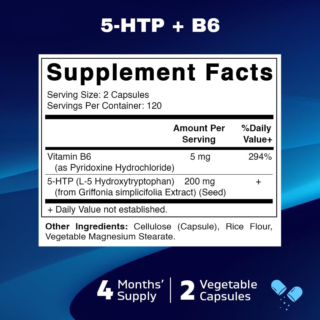 Vitamatic 5-HTP 200mg con B6 - 240 Cápsulas Vegetarianas