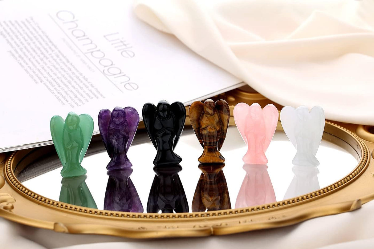 5 piezas de decoración de ángel de cristal amatista, cuarzo