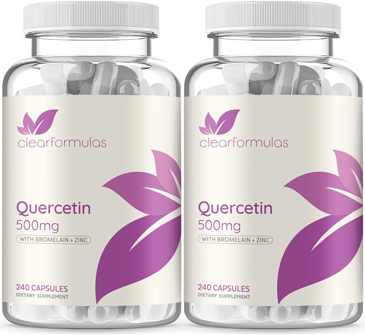 Suplemento de Quercetina 500mg con Bromelina y Zinc, 240 Cápsulas