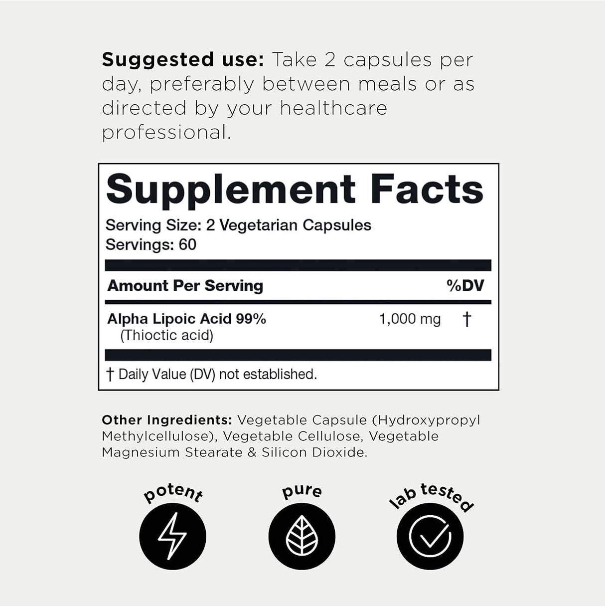 Suplementos Alimenticios Cápsulas de ácido alfa lipoico