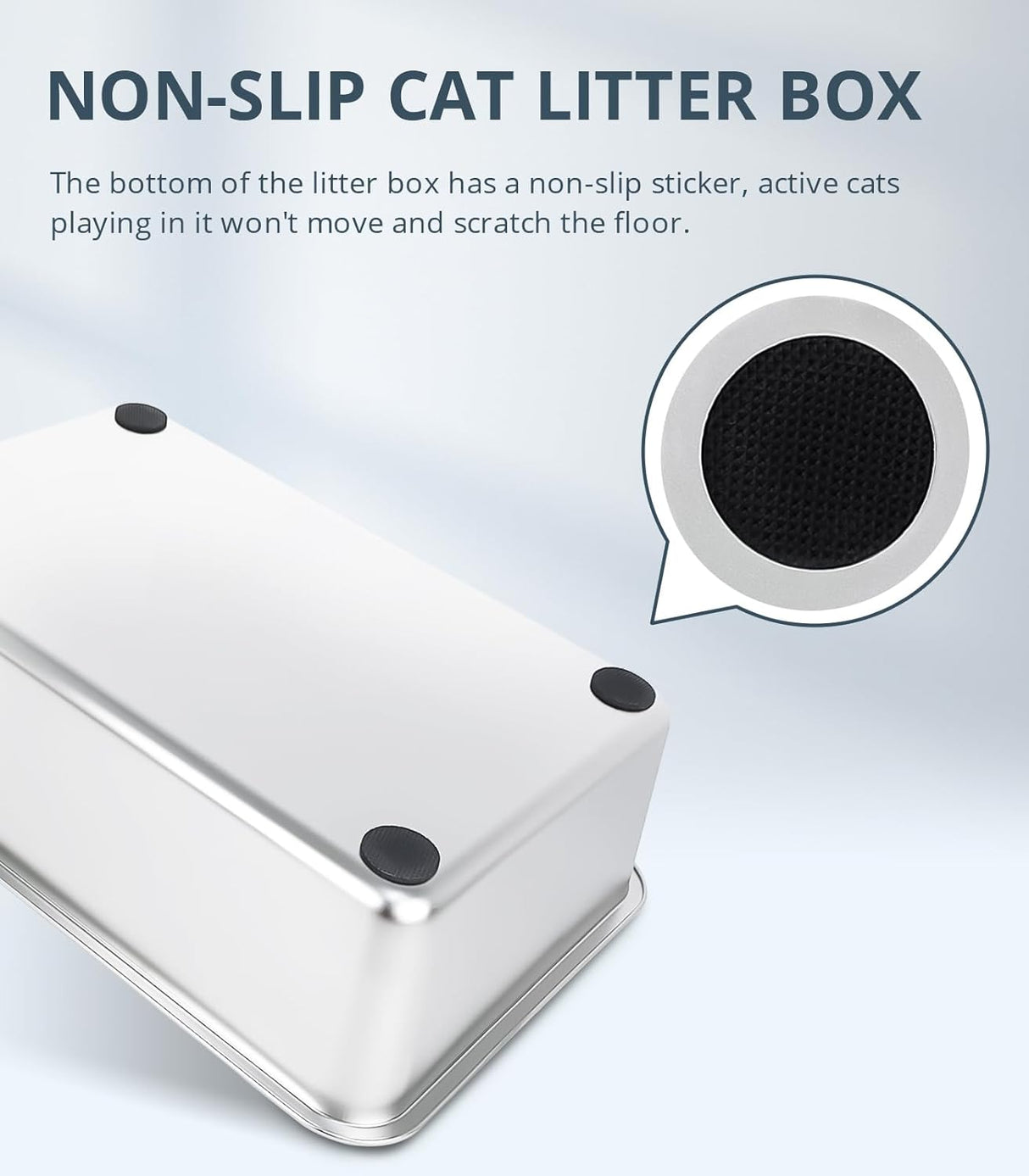 Caja de arena para gatos de acero inoxidable WENBOKMIN