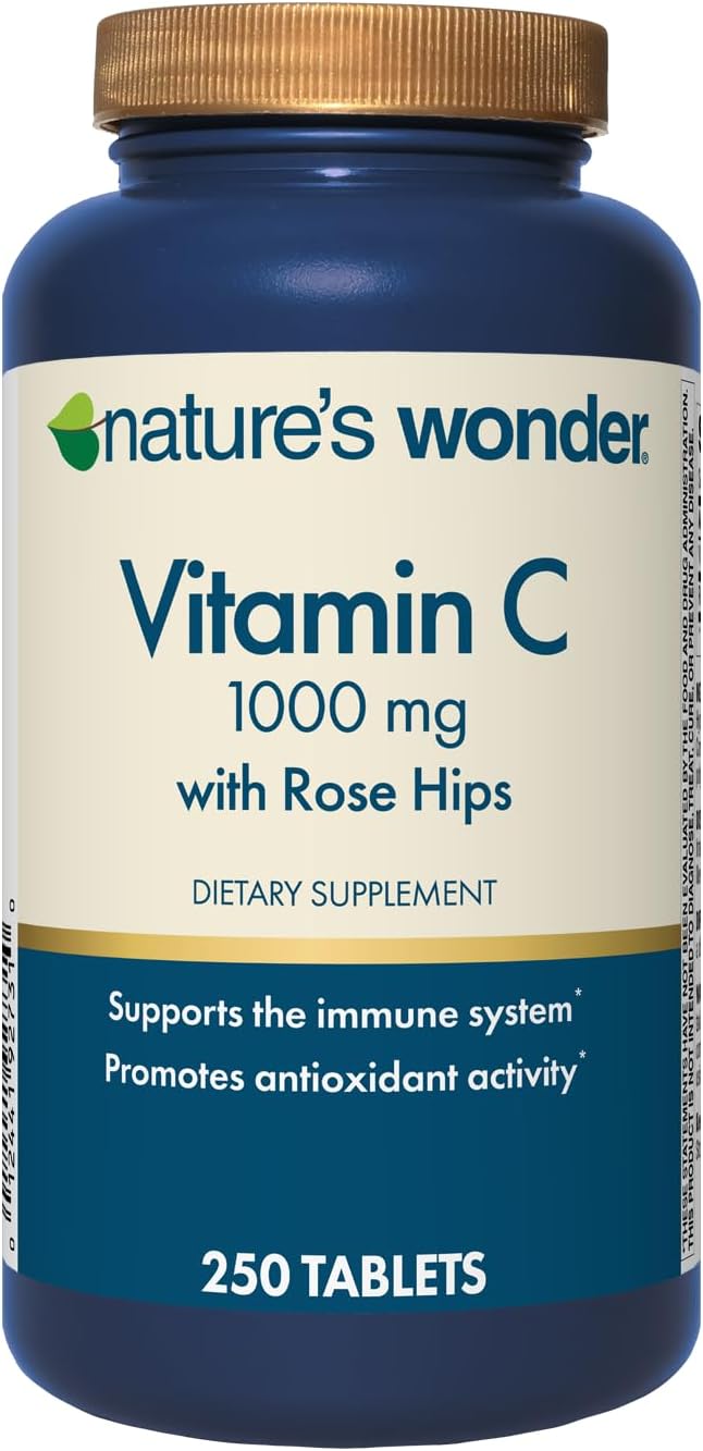Vitamin C 1000 mg con Rosa Hips, 250 cápsulas, Natur's Wonder