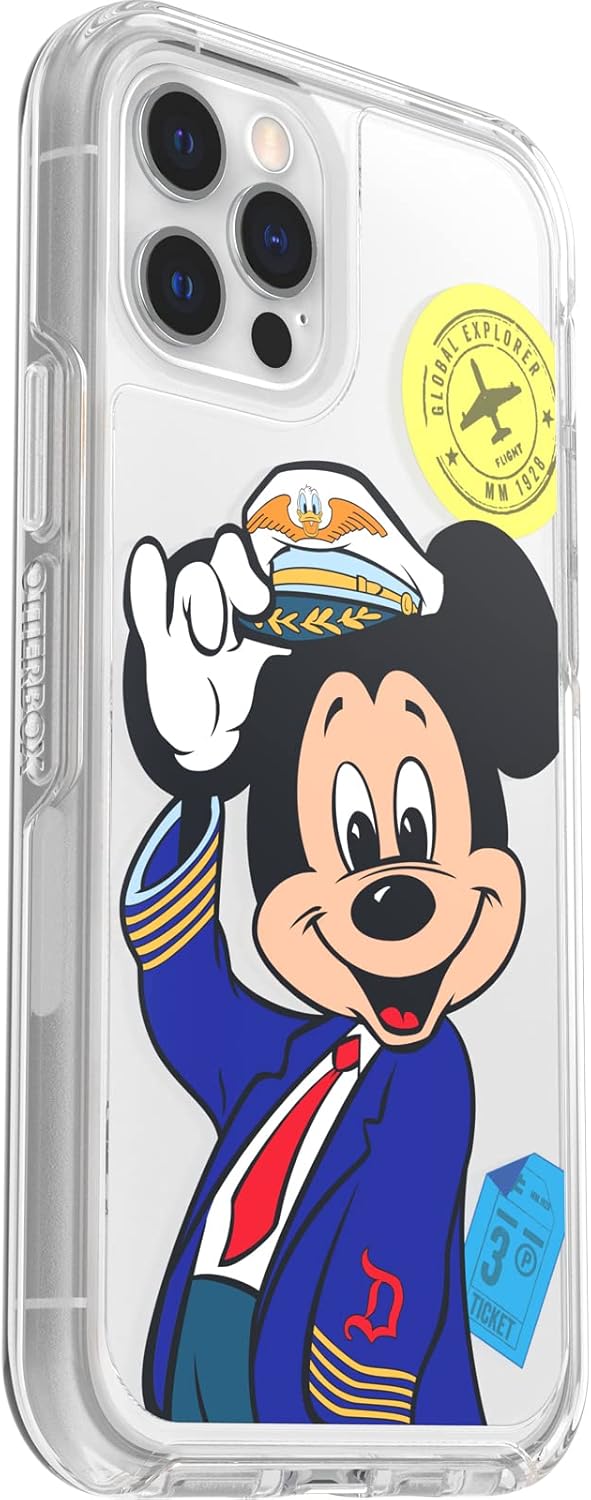 OtterBox Symmetry Series - Funda transparente para iPhone 12 y iPhone 12 Pro, Mickey Pilot