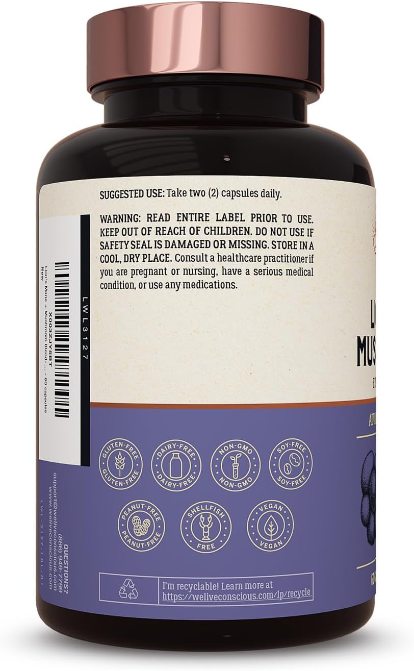 Suplemento de hongos melena de león para apoyo cerebral