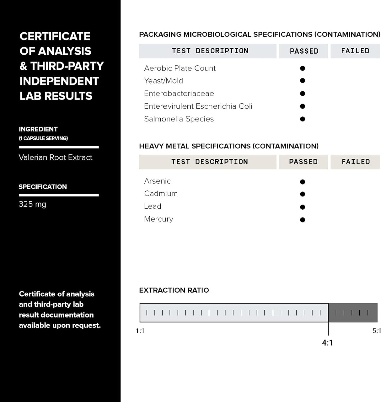 Suplemento de raíz de valeriana de ultra alta 1,300 mg