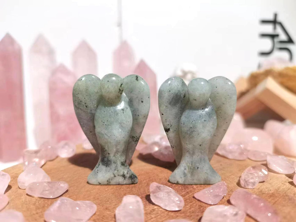 QINJIEJIE Cristales de ángel de labradorita blanca tallada