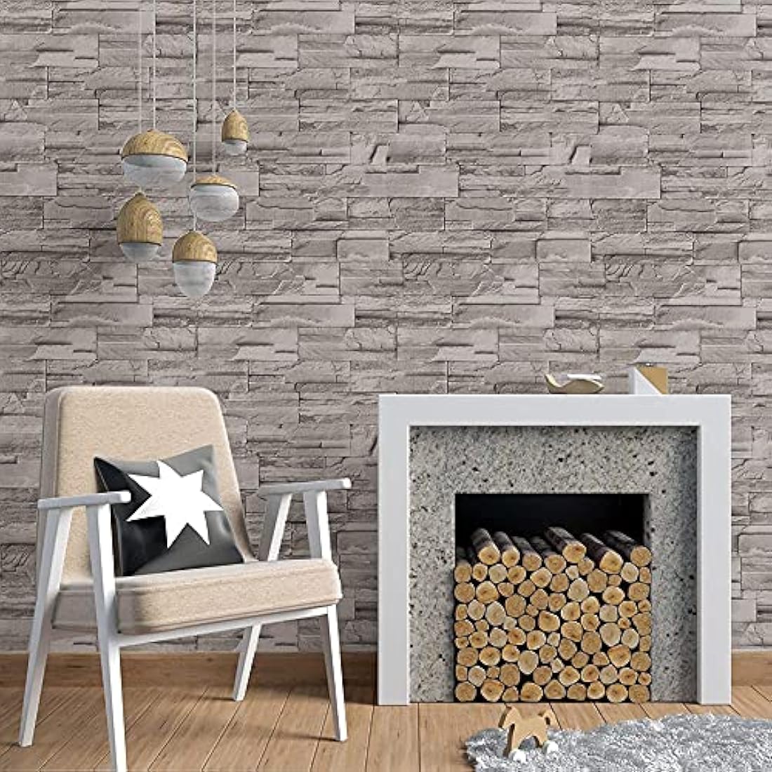 Papel pintado de ladrillo Tamaño: 17.7X197