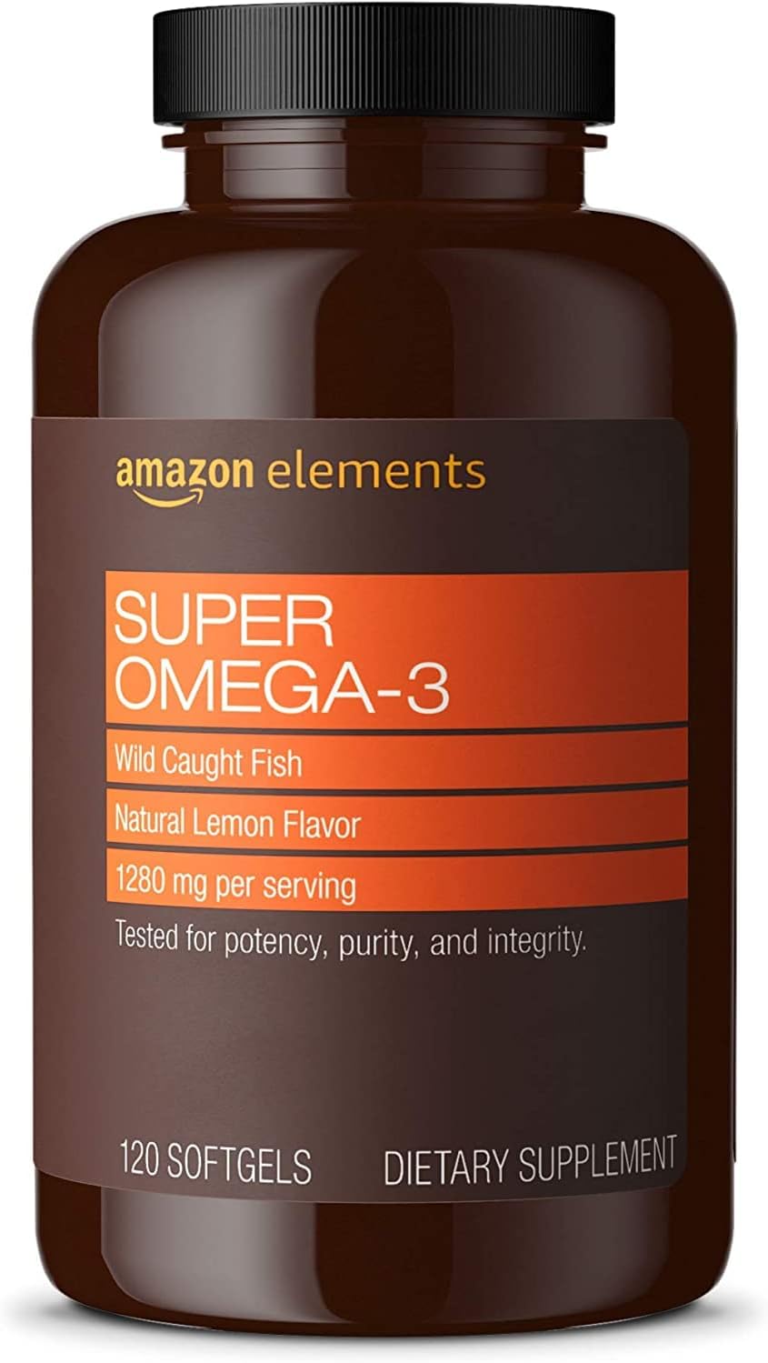 Suplemento Omega-3, Amazon Elements, 120 cápsulas, EPA & DHA