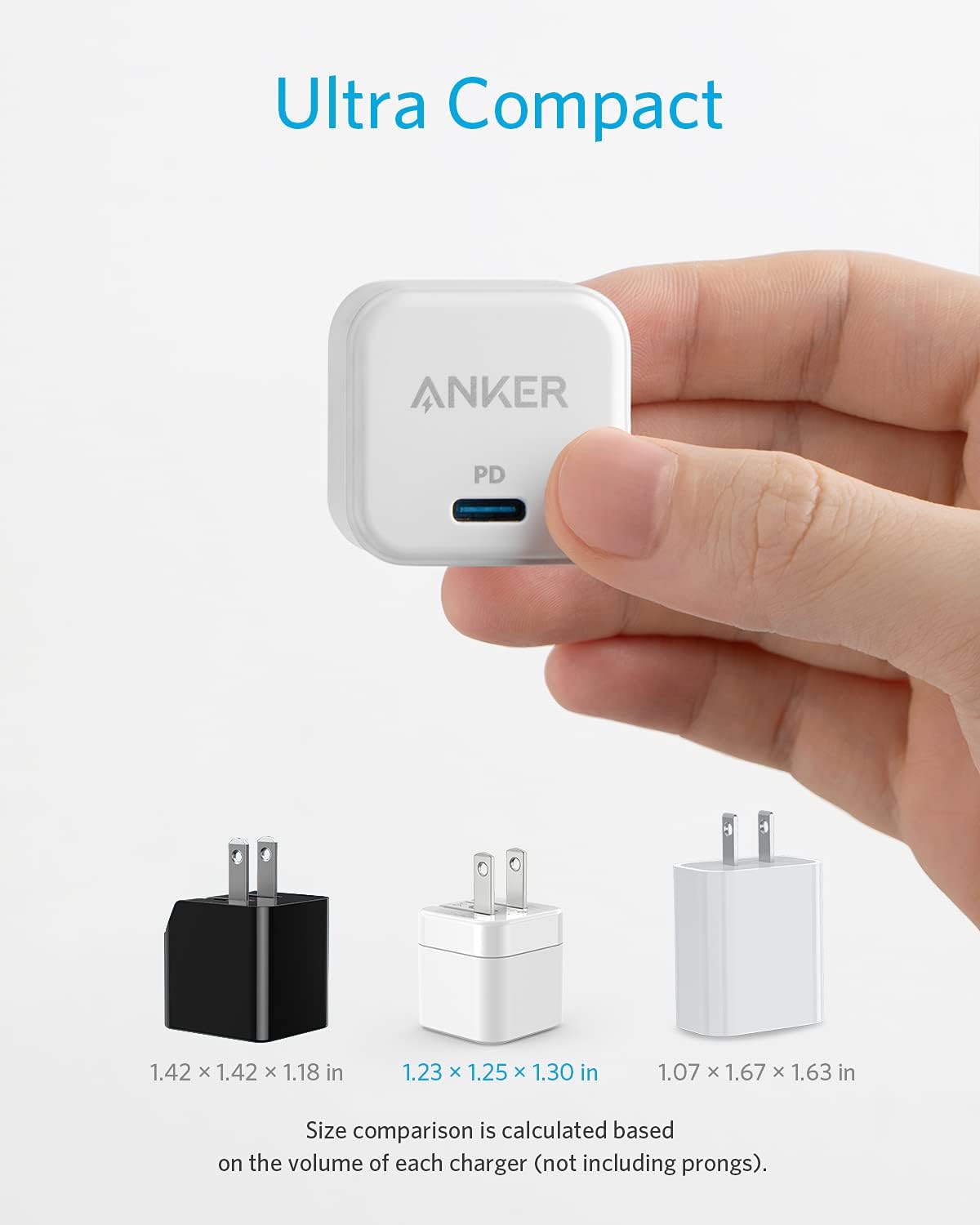 Paquete de 3 cargadores rápidos USB C Anker con enchufe