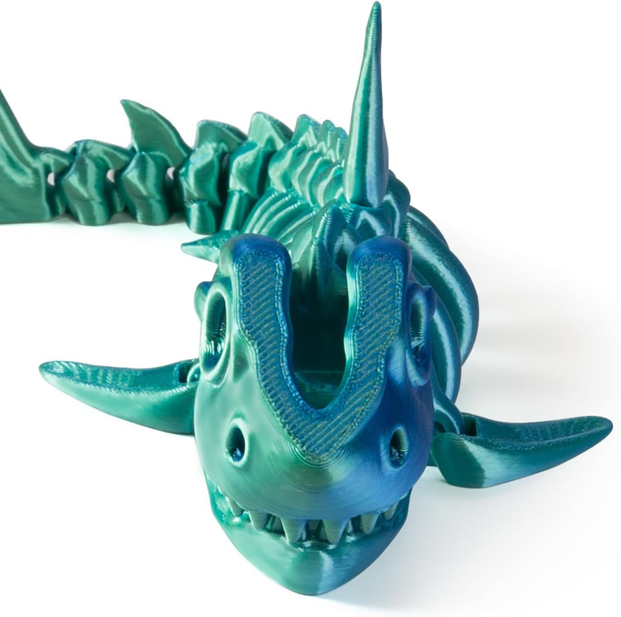 Juguete tiburón articulado 3D, diseño premium, modelo arcoíris
