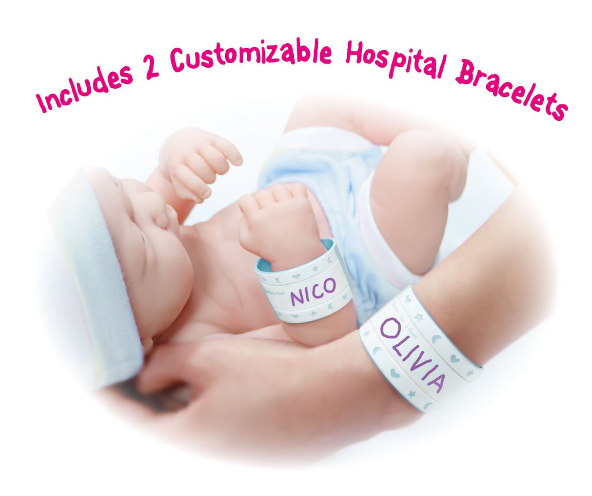 muñeca recién nacida sonriente de 14 '', azul