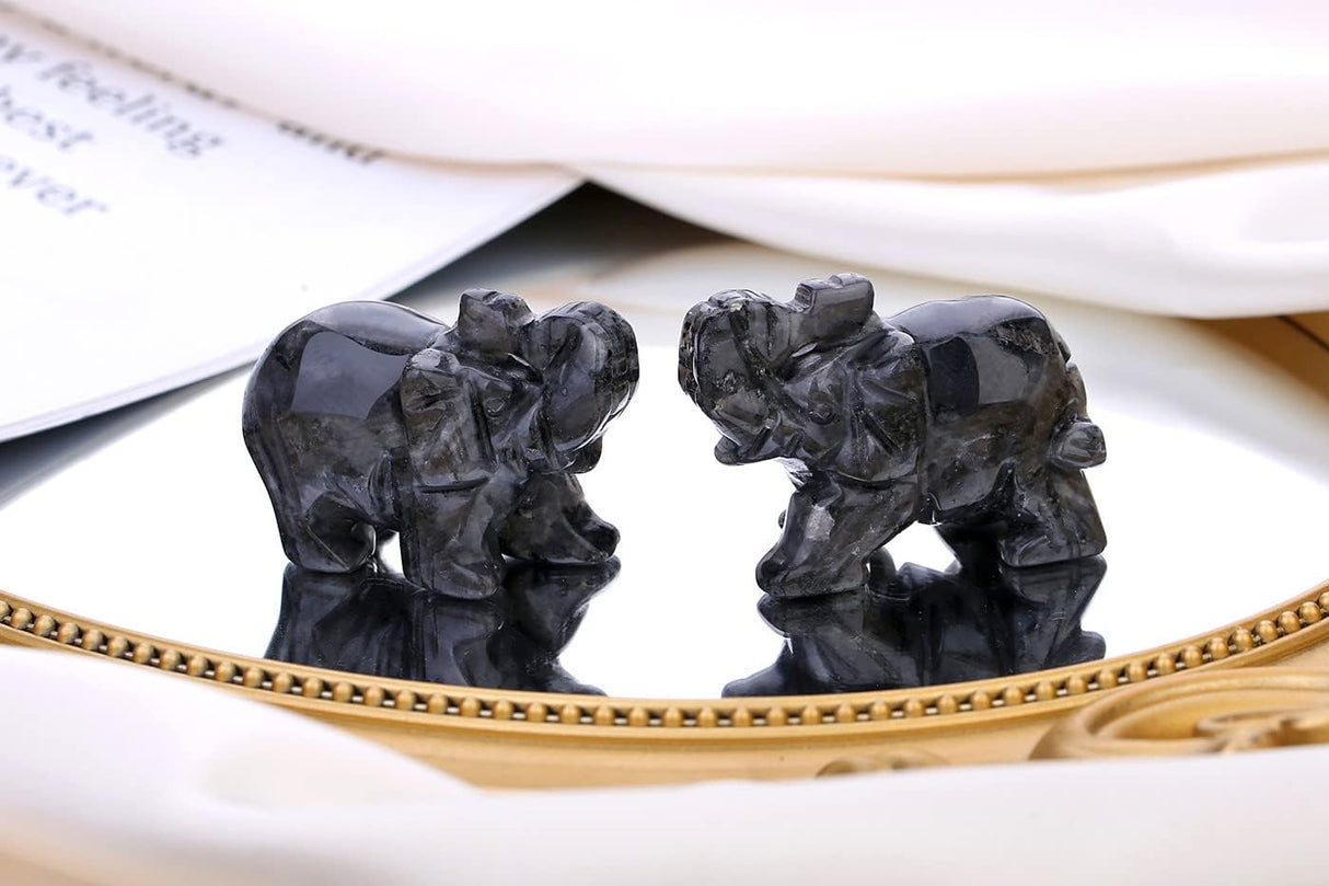 QINJIEJIE Decoración de elefante de cristales, labradorita