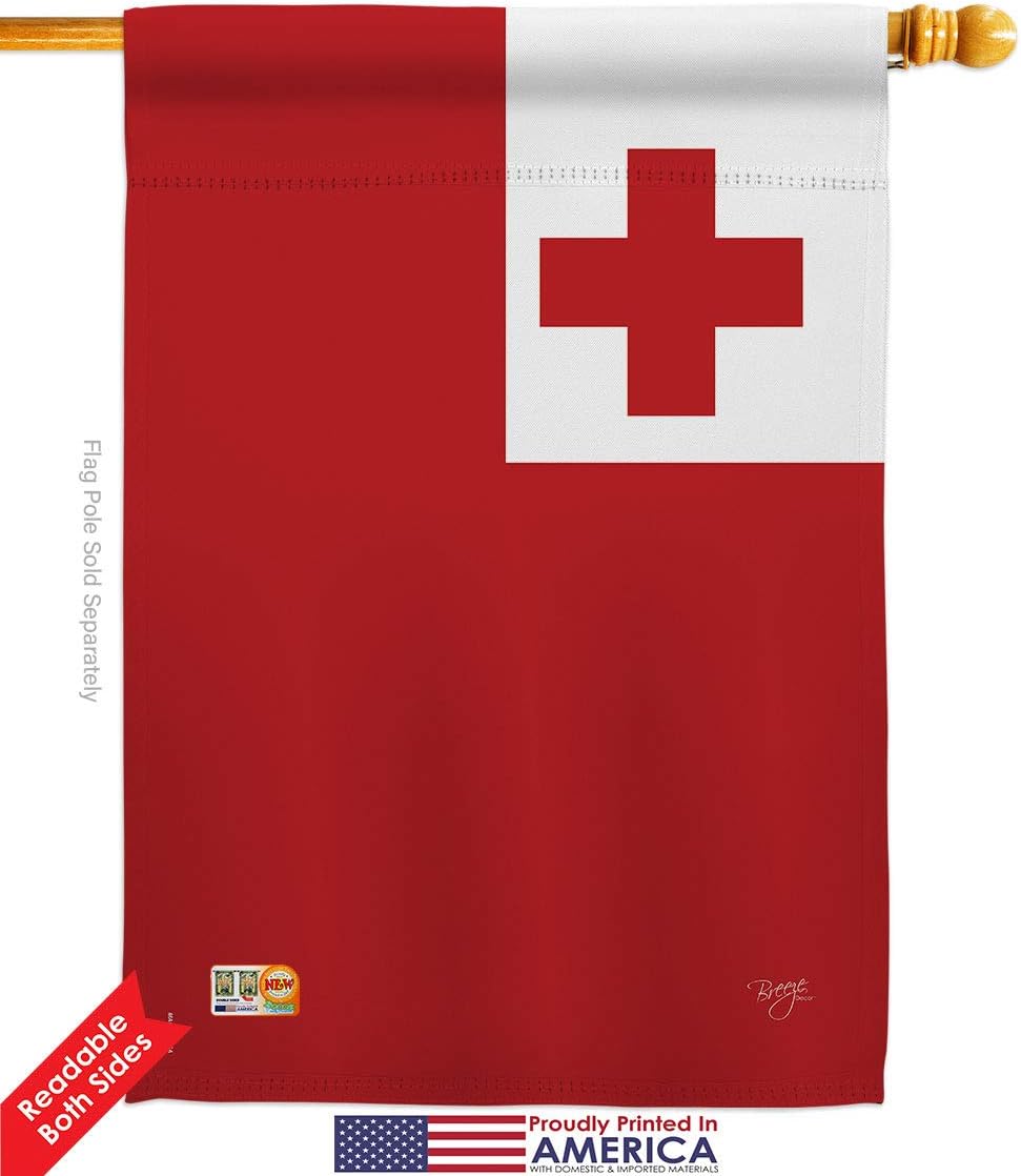 Breeze Decor HG108362 Banderas de Tonga de la Nacionalidad Mundial Impresiones Decorativas Casa Vertical 28 X 40 Jardín 13 18.5 Doble Cara Bandera Colección