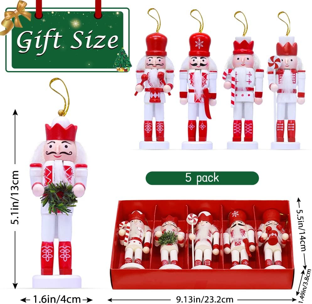 Conjunto de 5 Adornos de Cascanueces Jolik, Decoración Navideña