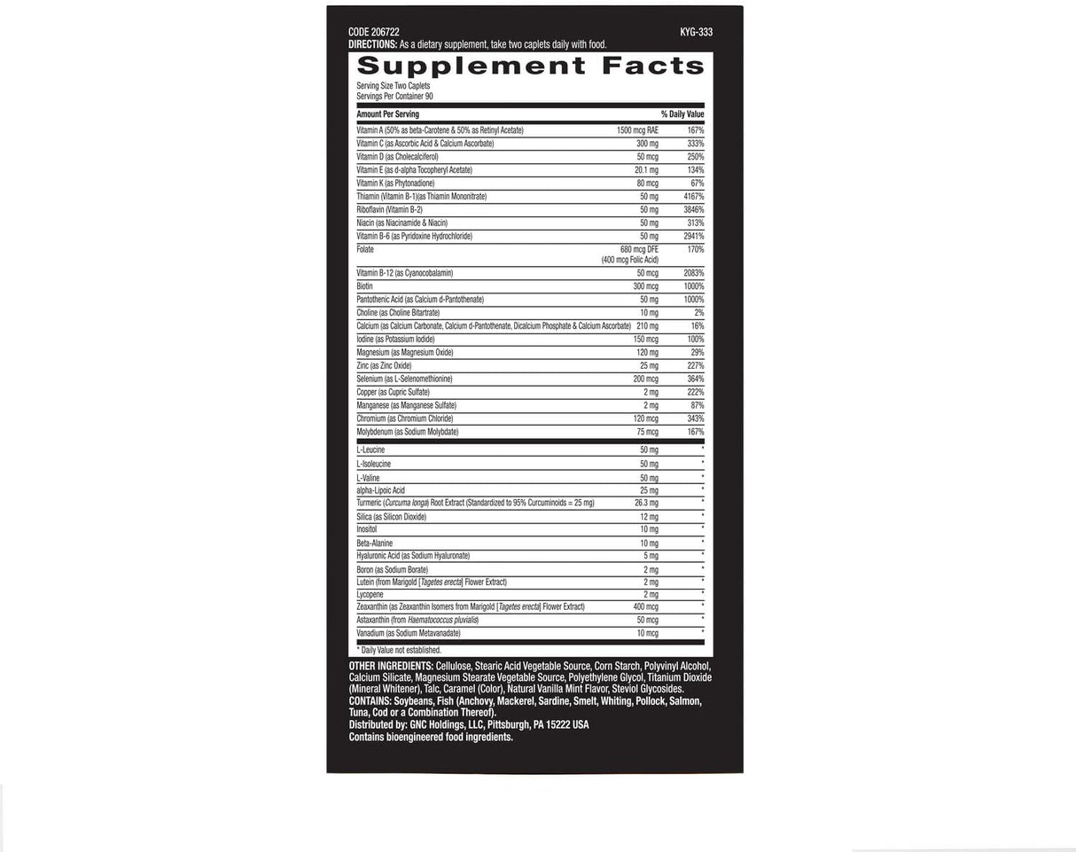 Suplemento GNC Mega Men Sport Multivitamin Performance 180 u