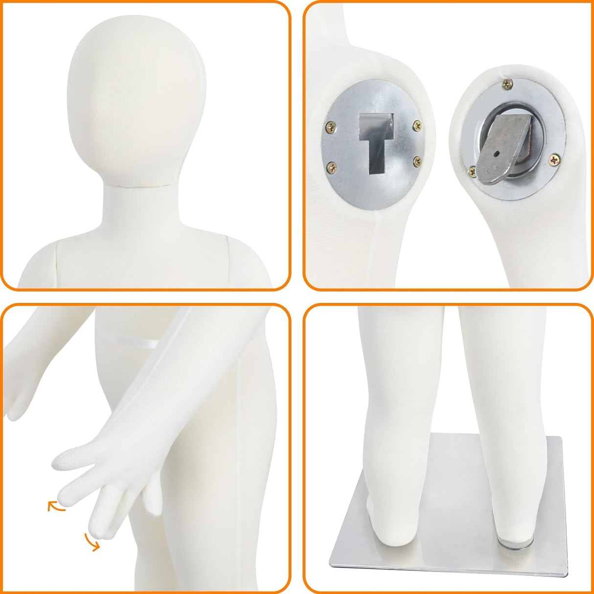 Maniquí Bebé con Brazos y Piernas Flexibles - Base Metálica