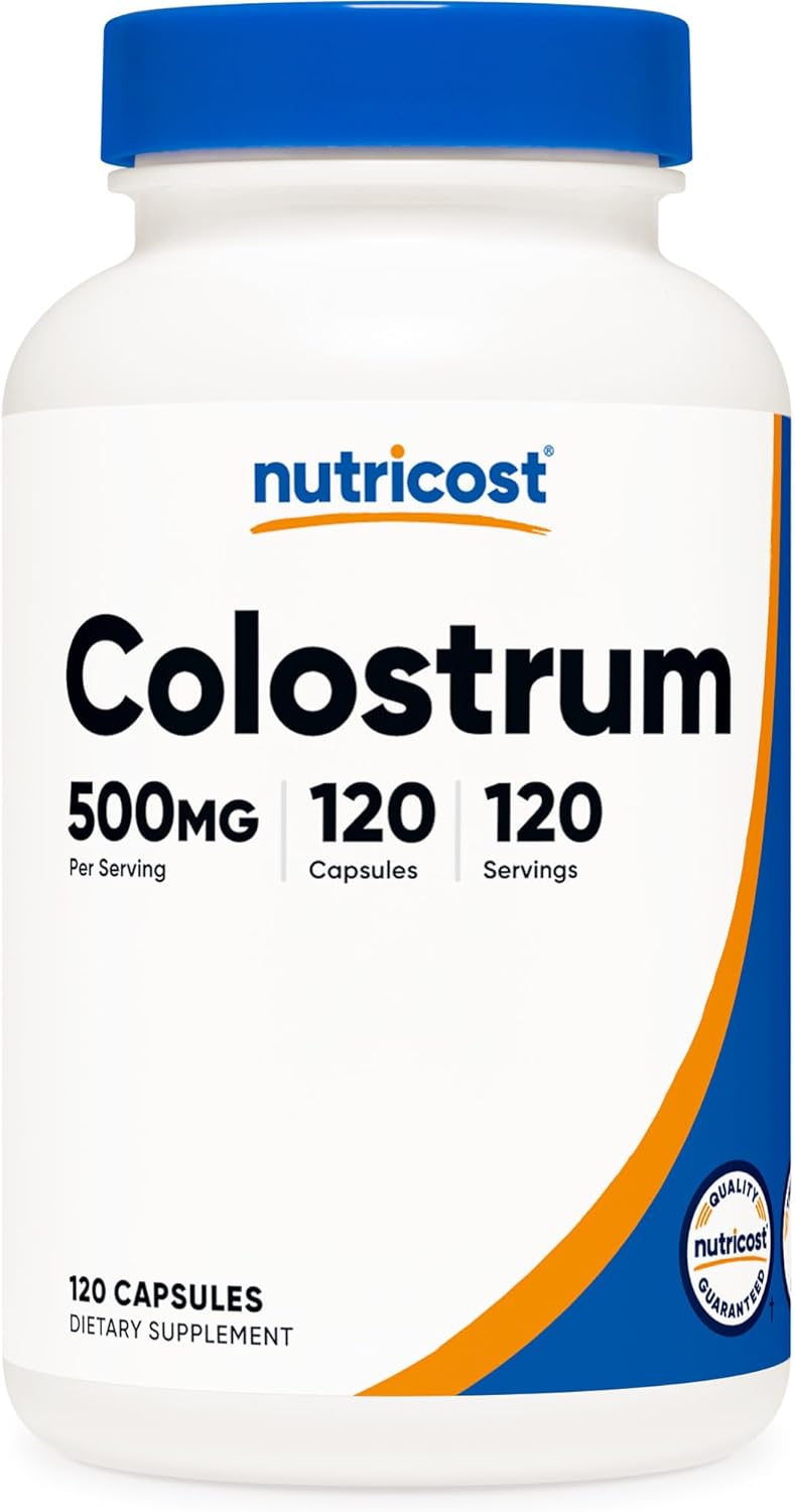 Colostrum 500mg Nutricost, 120 Cápsulas, Sin Gluten, No GMO