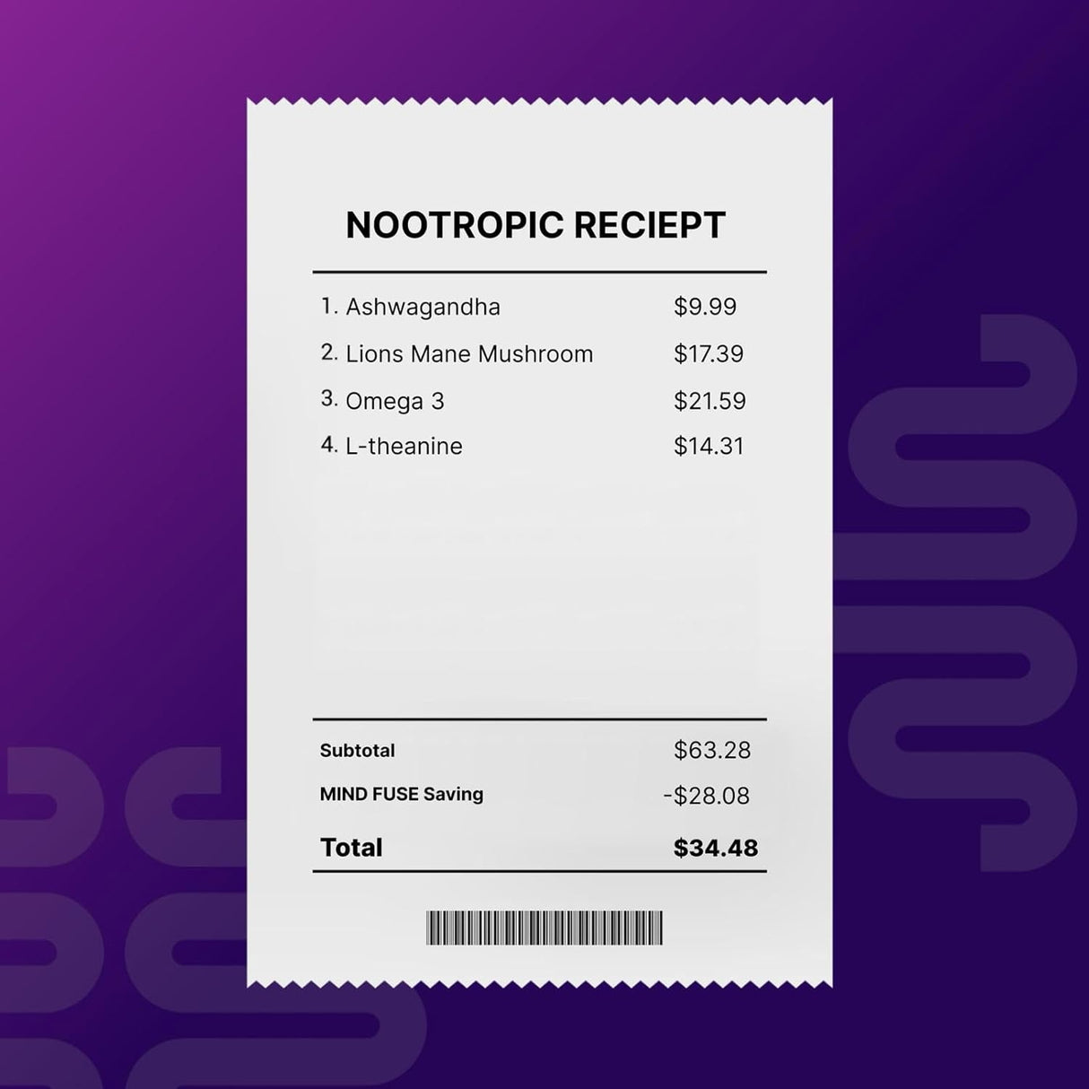 Suplemento Nootrópico Memoria - Lions Mane, Ashwagandha, Omega 3