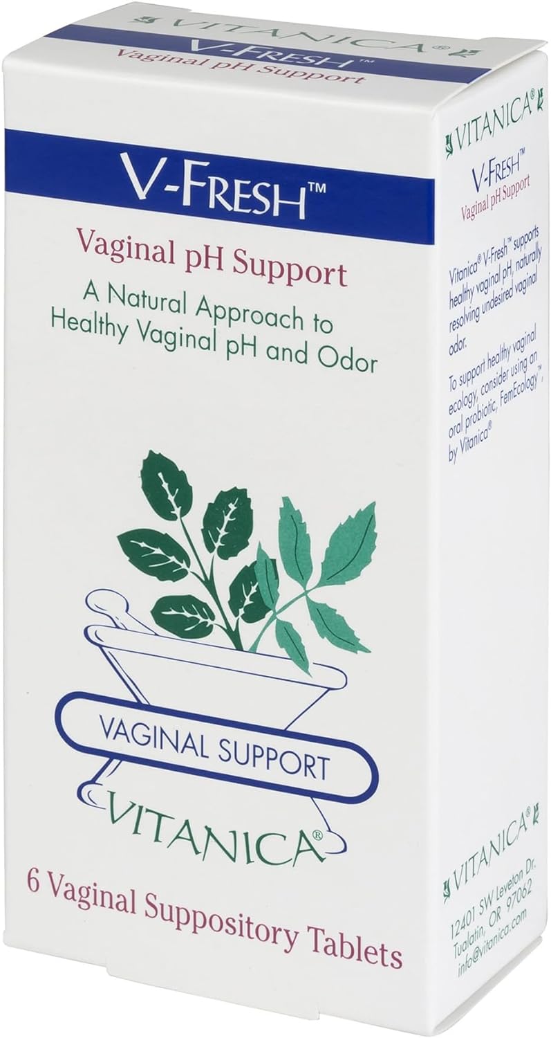 Suplementos V-Fresh, Soporte de pH vaginal, 6 supositorios