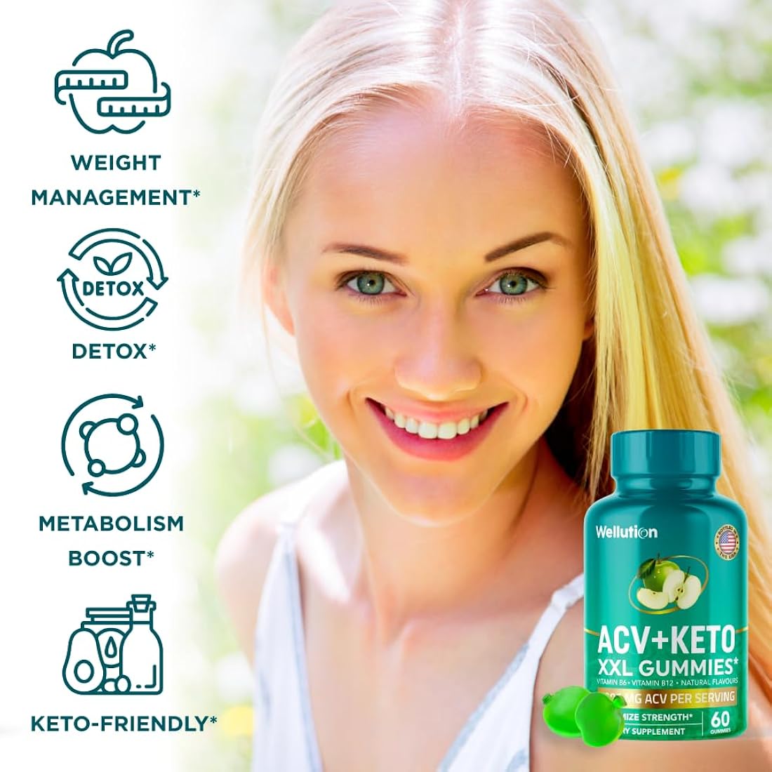 WELLUTION Keto ACV Gummies Vinagre de sidra de manzana