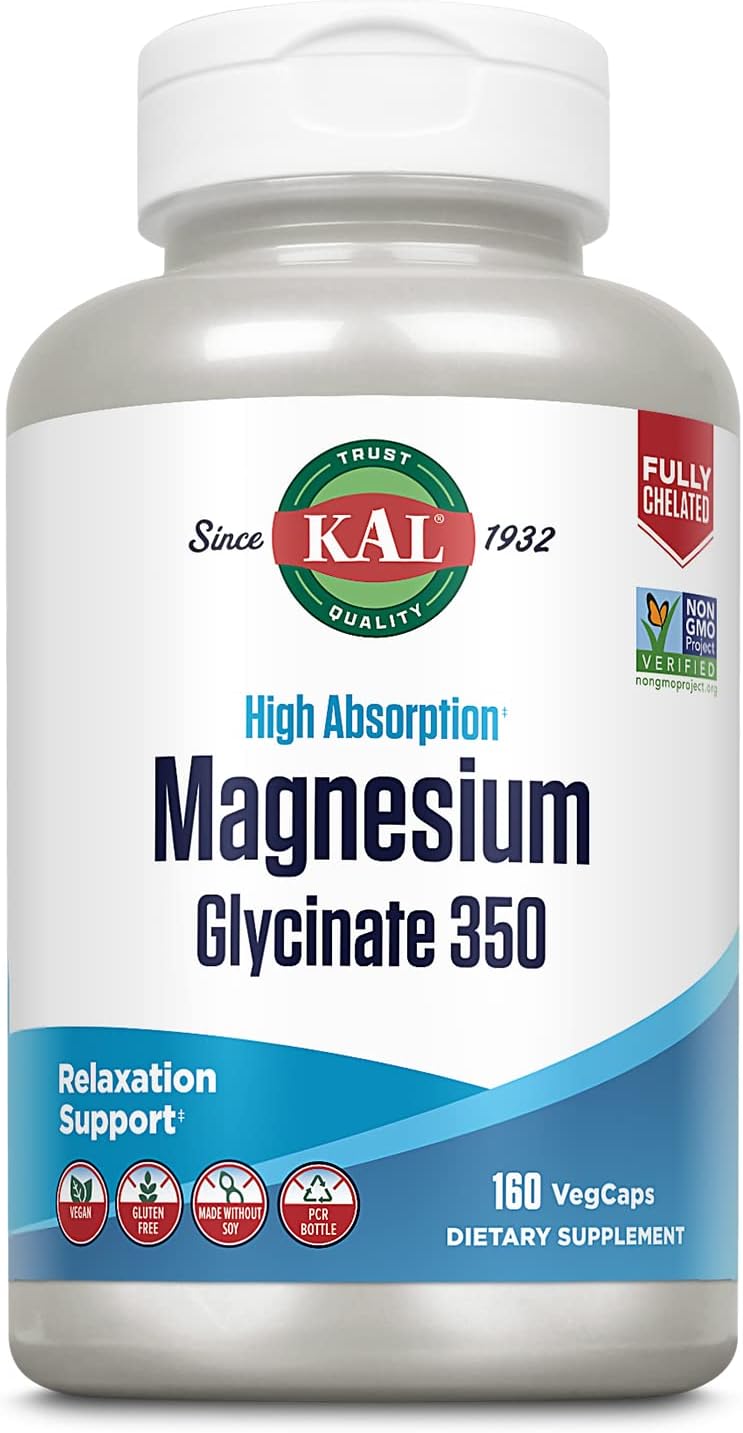 KAL Magnesio Glicinato Cápsulas, Alta Absorción, 160u