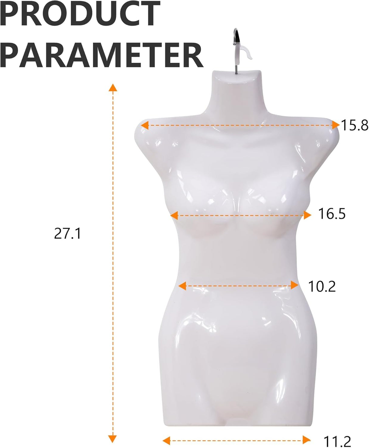 Maniquí Torso 4PCS, para exhibición, 27 pulgadas, con gancho.
