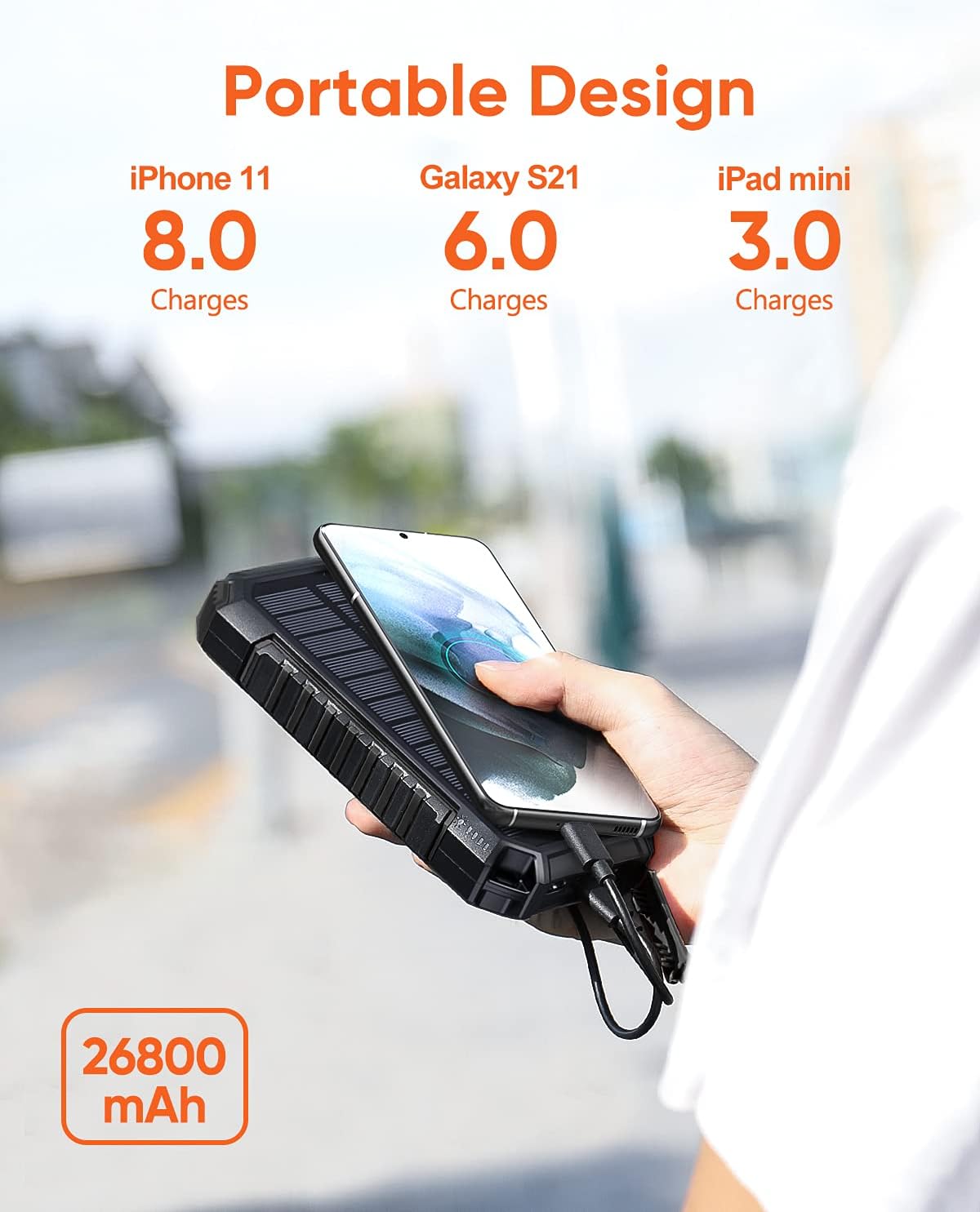 Cargador de energía solar para celular de 26800 mAh