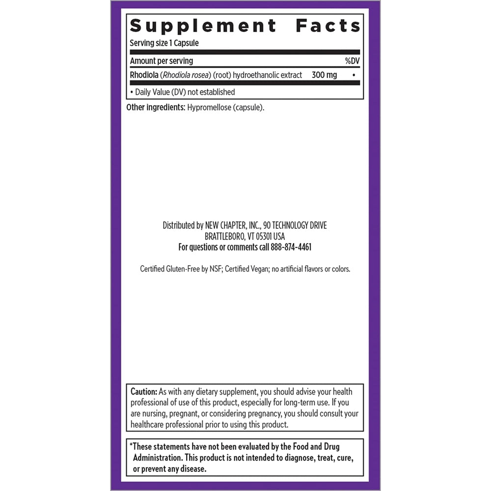 Suplemento Rhodiola Force 300 mg con potente vegana 30 und