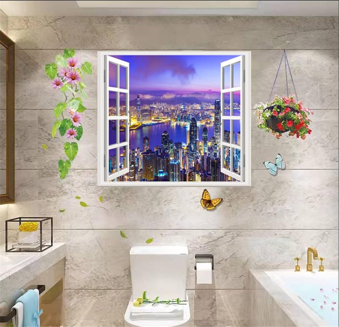 THNWSY Adhesivo autoadhesivo para pared, noche de ciudad